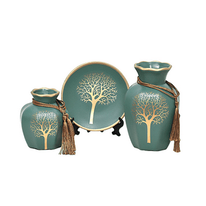 Muebles Santa Ana - Floreros Y Plato Decorativo Verde