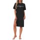 thumbnail image 1 of INSPIRE CHIC Camiseta de Mujer Vestido de Pijama Ropa de Casa con Puños Enrollados y Abertura Lateral M Negro, 1 of 6