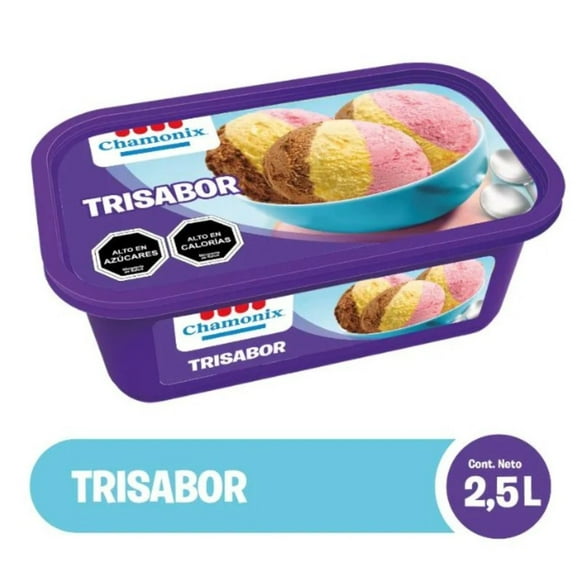 Helado Trisabor Chocolate, Frutilla y Vainilla Cassata, 2,5 L