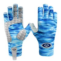 Flying Fisherman - Guantes Pesca L/Xl Azul Uv50+ Strech Respirable 22Cms 17Gs