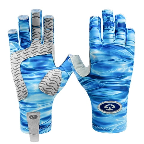 Flying Fisherman - Guantes Pesca L/Xl Azul Uv50+ Strech Respirable 22Cms 17Gs