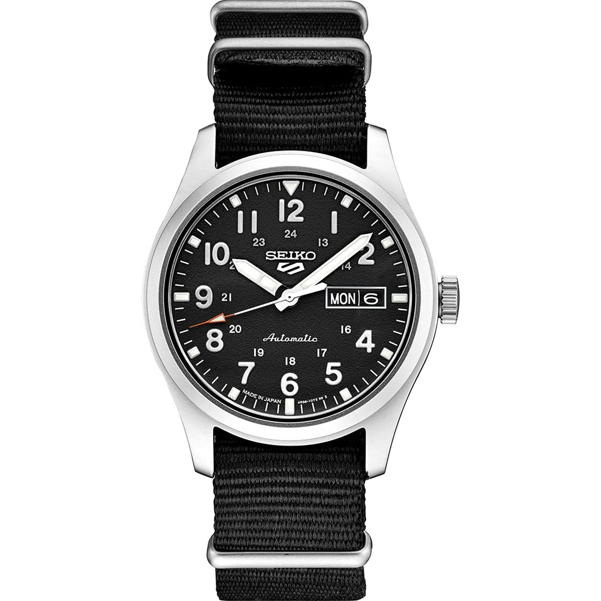 Reloj Seiko 5 Automático Snzg15k Para Hombre, Correa De Nylon Negra, Mecanismo Autoviento, Estilo Moderno