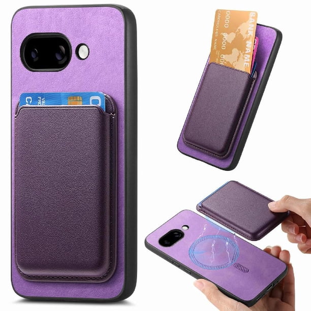 Funda de Cuero Magnética con Tarjetero para Samsung Galaxy S25 Edge Cubierta Delgada Morado