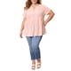 thumbnail image 1 of GRACE & GRANDEUR Blusas de Gingham de Pascua para Mujer Tallas Grandes 100% Algodón Top de Cuadros Peplum Cuello en V Manga Corta Verano Blusa Flowy Babydoll 4X Rosa Claro, 1 of 6