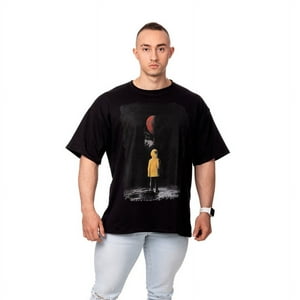 Sigel - Polera Hombre Oversize Estampado It Negro Talla M