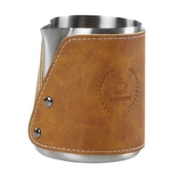 Magideal - Jarra De Leche Sin Asa Recubierta En Cuero Pu Taza De Espuma Para Café Jarra De Acero Inoxidable 304 Para Arte Latte Diseño Ergonómico Adecuada Para B Argén