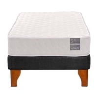 5º Sueño - Cama Europea 1 Plaza Luna 90X190 Cm Base Colchón Madera Negro
