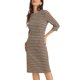 thumbnail image 4 of INSPIRE CHIC Vestido de pata de gallo para mujer, atuendo de maestra para el regreso a clases, vestido elegante ajustado en la cintura, manga 3/4, XL marrón, 4 of 5