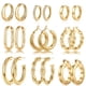 thumbnail image 1 of Pendientes tipo argolla Yesteel Gold chapados en oro de 14 quilates para mujer, 1 of 7
