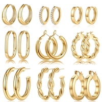 Pendientes Tipo Argolla Yesteel Gold Chapados En Oro De 14 Quilates Para Mujer