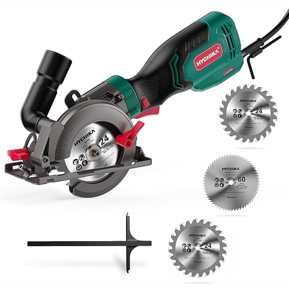 Minisierra circular HYCHIKA, 6.2 A, 3500 RPM, 3 hojas, 4-1/2 pulgadas 1-7/8 pulgadas