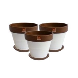 Mestiza - Set De 3 Maceta Kony 19Cm Morena Blanca Y Sus Platos