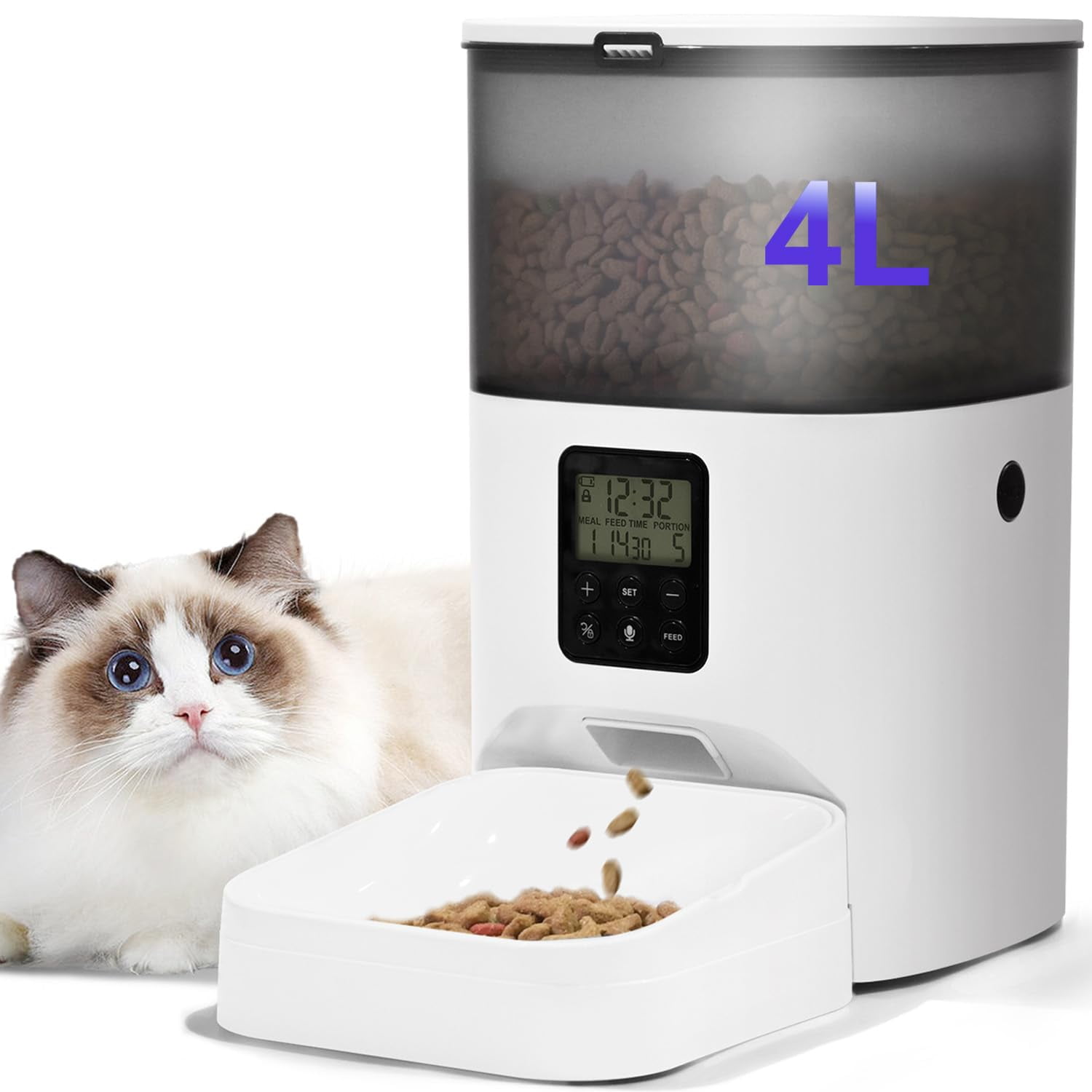 Andoll Home - Comedero Automático Para Gatos Andollhome Con Grabadora De Voz 10s 4l