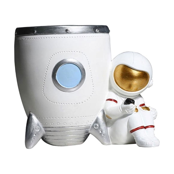 Nordic Astronaut Pen Portalápices Pen Cup Resina Duradera Para El Hogar Oficina Blanco