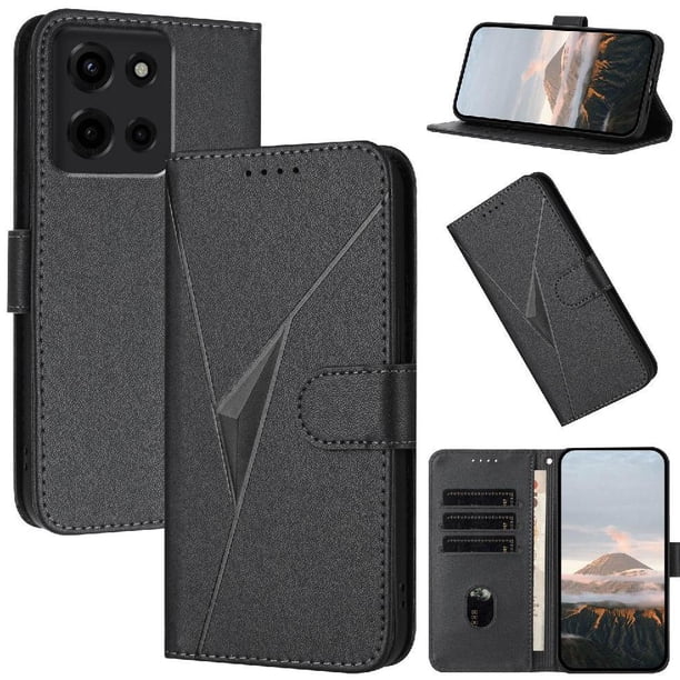 Funda Cartera Fibra de Carbono para Motorola MOTO G 5G 2025 con Soporte y Cierre Magnético Negro