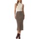 thumbnail image 2 of INSPIRE CHIC Falda de Punto de Cable para Mujer con Cintura Elástica A-Linea con Abertura Lateral Casual Falda Maxi de Punto Acanalado S Marrón, 2 of 6