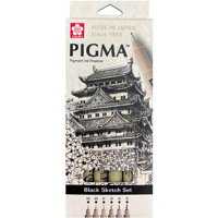 Set 6 Tiralíneas Sakura Pigma Micron Negro Puntas 0.03-0.8Mm