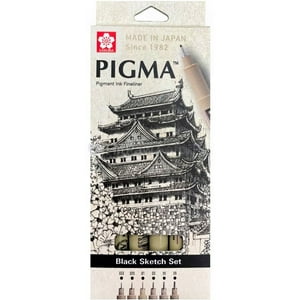 Set 6 Tiralíneas Sakura Pigma Micron Negro Puntas 0.03-0.8Mm