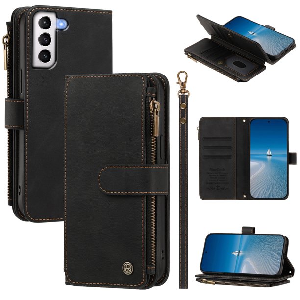 Funda Cartera Samsung Galaxy S21 Plus con Cierre, Negro