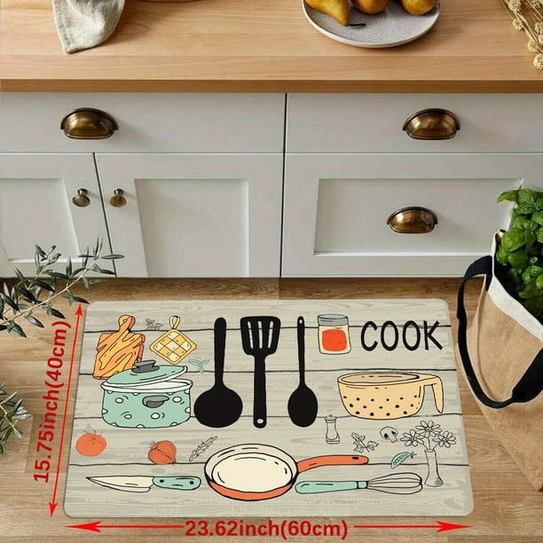 1pc, Soft Kitchen Rug, Cushioned Anti-Fatigue Kitchen Rug, Waterproof Non-Slip Kitchen Rugs Set, Runner Rug, Bedside Rug, Super Absorbent Machine Washable Carpet For Farmhouse Kitchen Home Office Sink