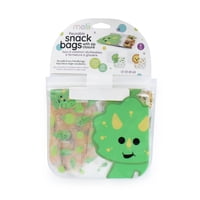 Melii - Pack De 4 Bolsas Reutilizables Para Snacks Dino-Leon