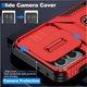 thumbnail image 3 of Funda Armada para Motorola Moto G 2023 4G con Tapa Deslizante y Soporte Magnético Giratorio Rojo, 3 of 5