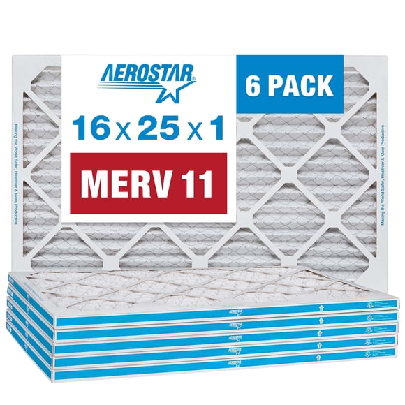 Filtro de aire Aerostar MERV 11 plisado 16x25x1 (paquete de 6)