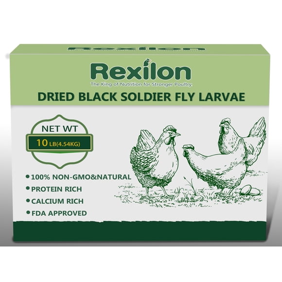 Alimento para pollos Rexilon, larvas secas de mosca soldado negra, 4,5 kg