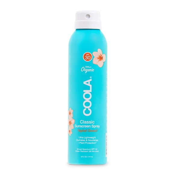 Protector solar en aerosol COOLA Organic SPF 30, 177 ml, coco tropical