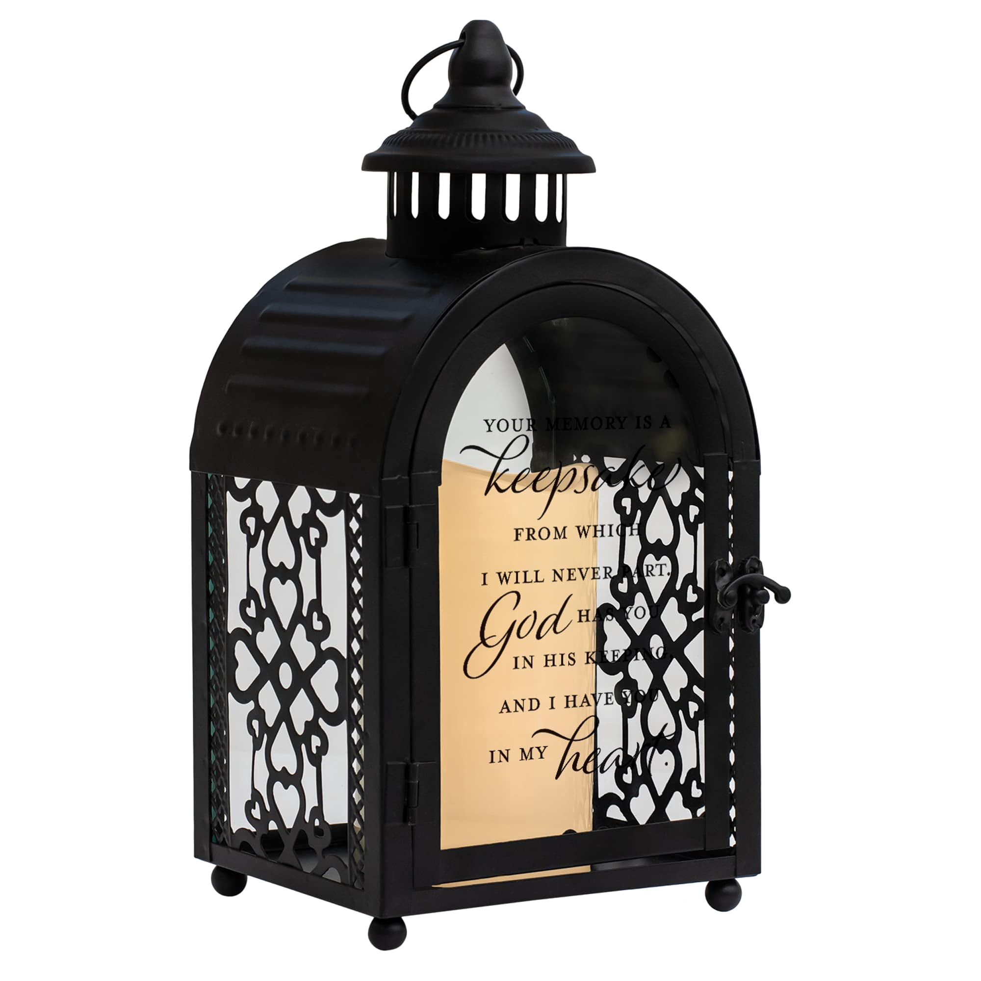 Farol Con Forma De Vela Elanze Designs Have You In My Heart, Color Negro