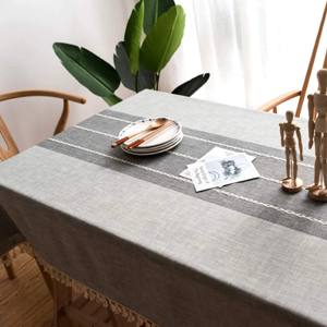 Genérico - Mantel Rectangular Algodón 140X220 Rayas Gris