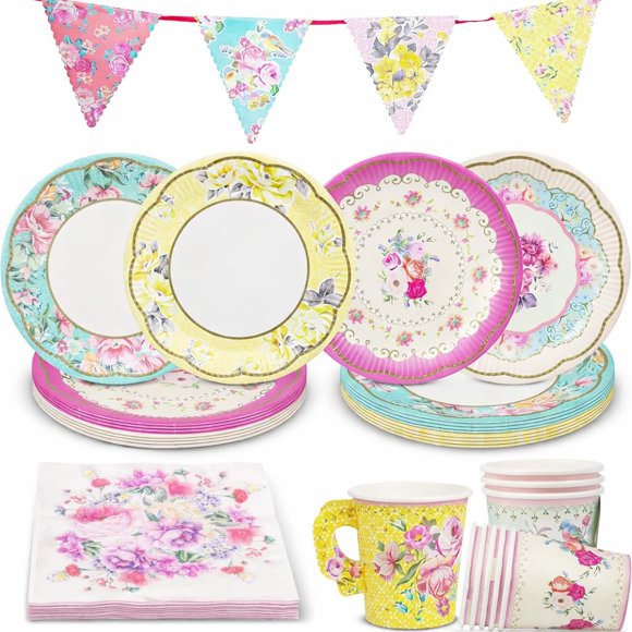 Mantel Talking Tables – Set de fiesta floral de 50 piezas