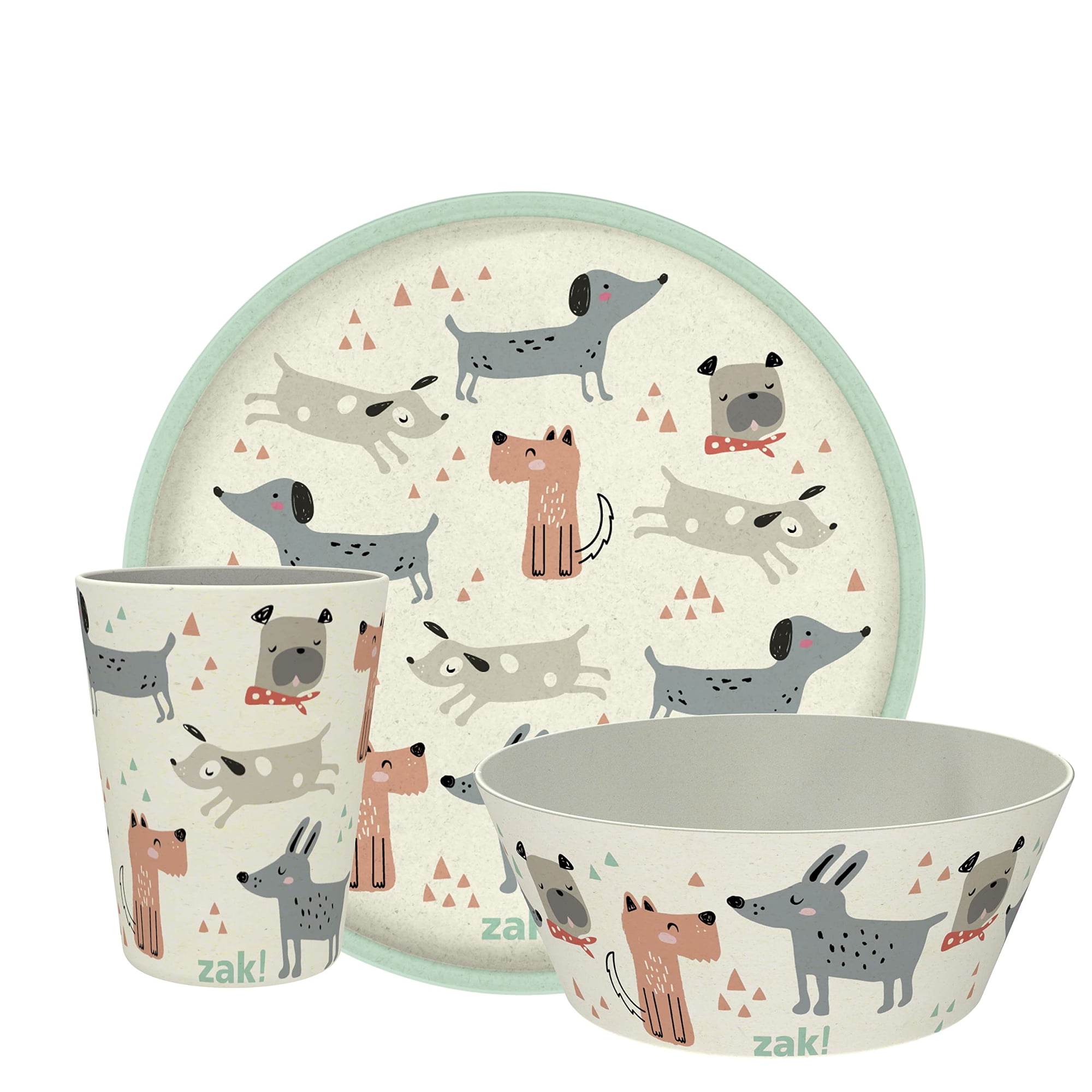Juego De Vajilla Infantil Zak Designs De Bambú 3 Piezas (plato, Cuenco Y Vaso)
