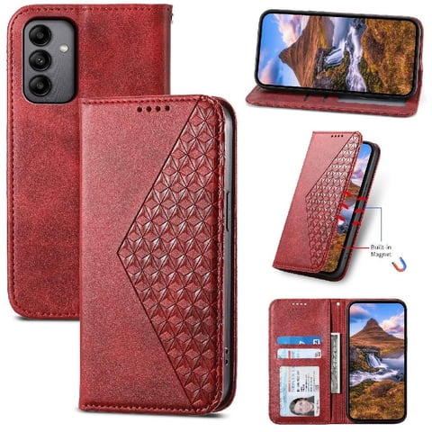 Funda Flip Foxdock Para Samsung Galaxy A05S , Estilo Billetera Con Diseño Rombo, Correa De Mano Y Soporte, Uso Diario