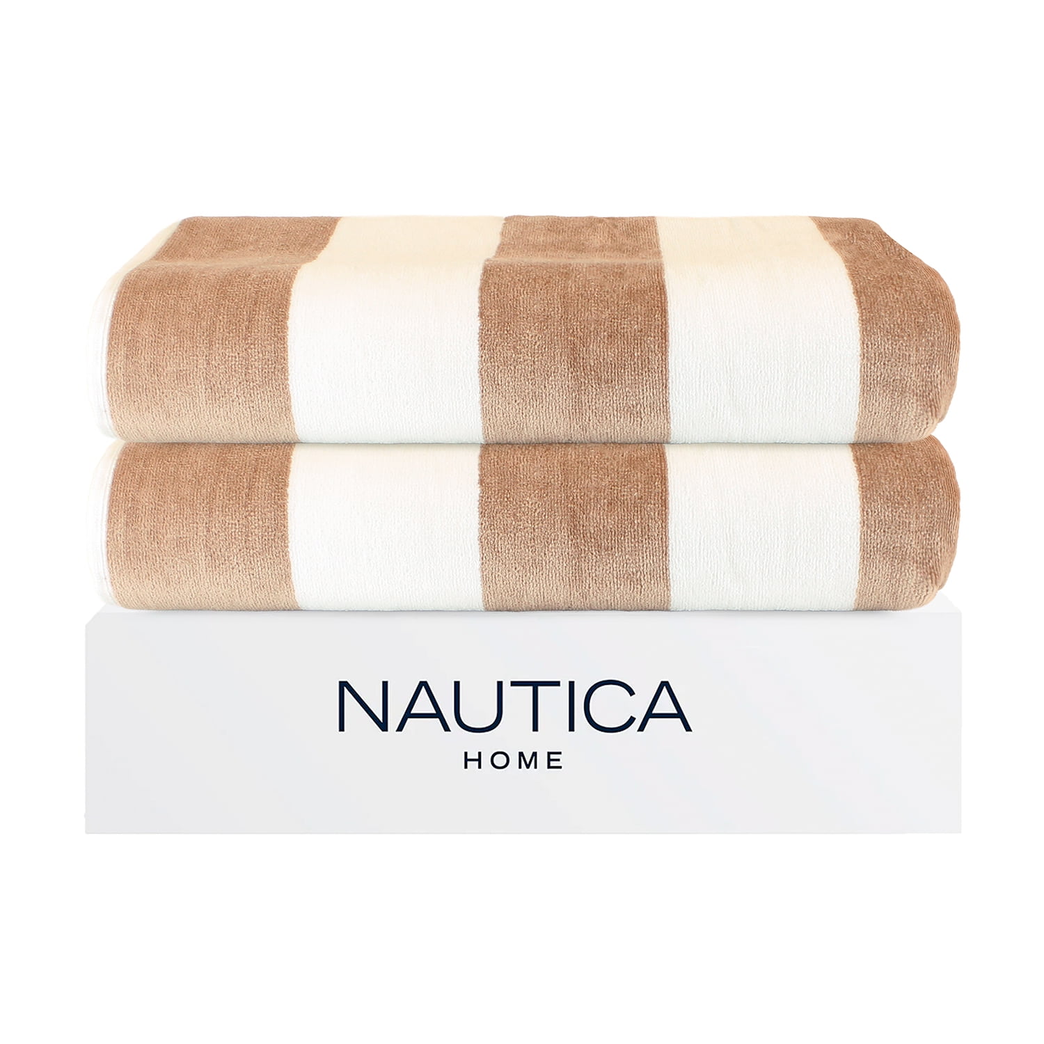 2 Toallas De Playa Nautica Home 100% Algodón 163x81cm Cabana Beige