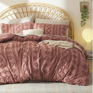 Juego De Funda De Edredón Bedsure Boho Queen Size, Color Rosa Oscuro