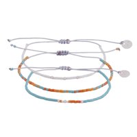 Zazü - Pack Pulseras Blanca, Turquesa Y Naranjo Con Mostacillas De Plata Multicolor Talla Única