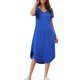 thumbnail image 2 of INSPIRE CHIC Camisón largo de manga corta con cuello en V para mujer, vestido de dormir suave con teñido anudado y bolsillos laterales para primavera verano 2XL azul real, 2 of 6