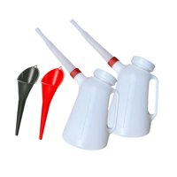 Ioensy - Jarra Medidora De Aceite Con Tapa, A Prueba De Fugas, Flexible, 5 Litros, Con Pico Largo, Vehículo, Coche, 2 Jarras, 2 Embudos