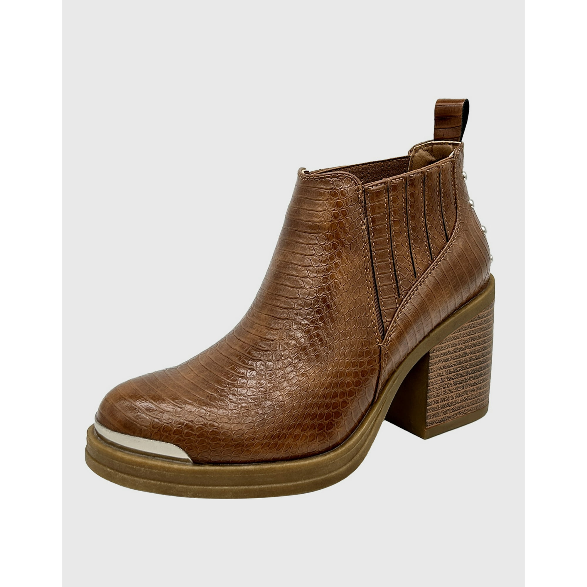 Danicolle Calzado - Botin Para Mujer Elasticado Con Taco Café