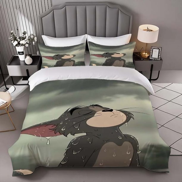 Tom is lonely in the rain Themed Bedding Set Soft and Comfortable Suitable for All Seasons