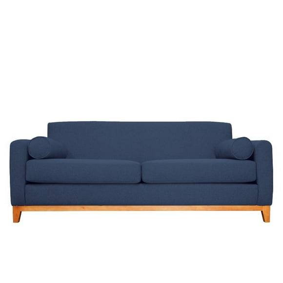 Sofá Meli 2 Cuerpos Chenille Tipo Lino Azul