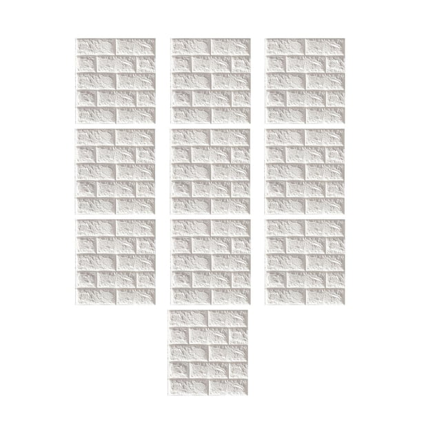 10x paneles de pared 3D paneles de pared de ladrillos de imitación Panel de pared de espuma anticolisión para decoración de chimenea de lavandería de 5mm Blanco