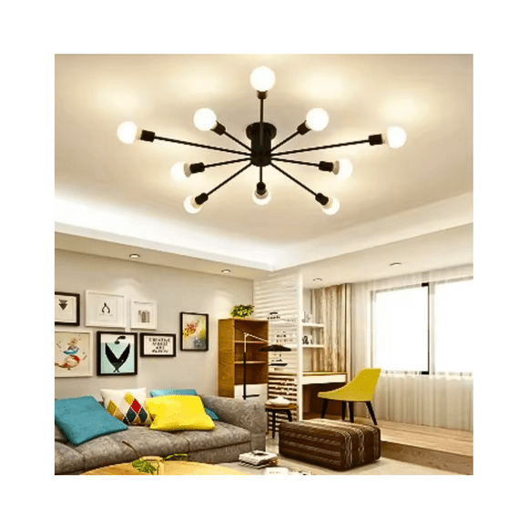 Lampara De Techo Colgante Moderna+ 10 Ampolletas E27 Luz Cálida