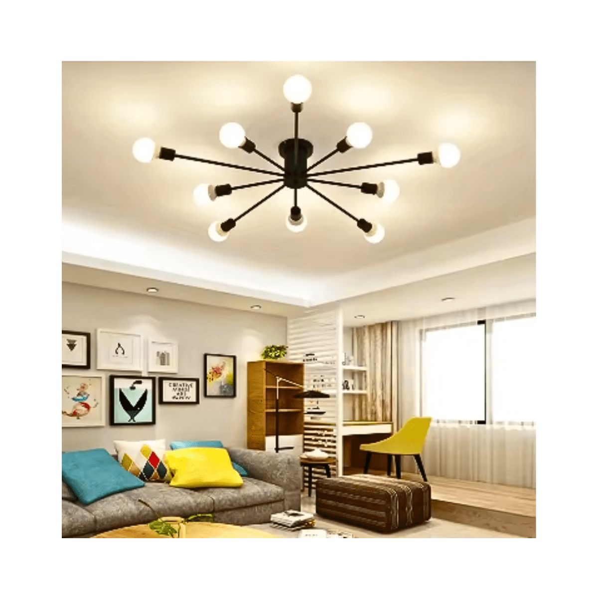 Genérico - Lampara De Techo Colgante Moderna+ 10 Ampolletas E27 Luz Cálida