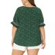thumbnail image 5 of Agnes Orinda Blusas de Tallas Grandes para Mujer con Puntos, Cuello en V, Volantes, Manga Corta, Primavera Verano, Estilo Bohemio, Talla 1X, Verde, 5 of 8