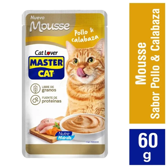 MOUSSE MASTER CAT POLLO Y CALABAZA 60GR x20 UND