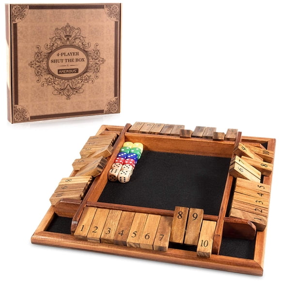 Juego De Dados Shut The Box Para 1 A 4 Jugadores Con 12 Dados De 30 Cm