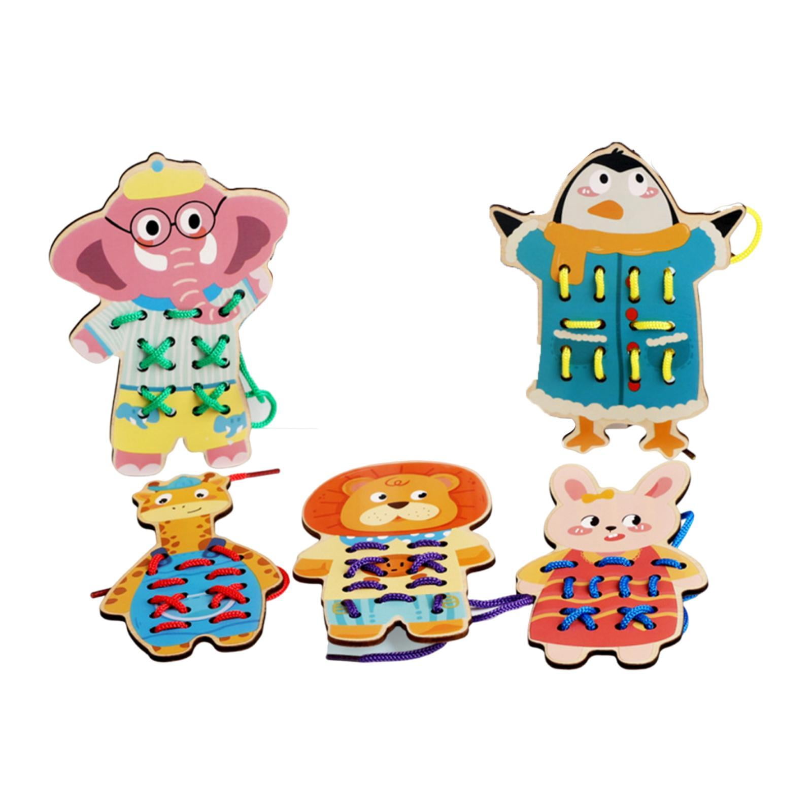 Bothyi - Tarjetas De Encaje Para Niños En Edad Preescolar Y Niños Juguetes De Habilidades Motoras Tarjetas De Costura De Madera Estilo A