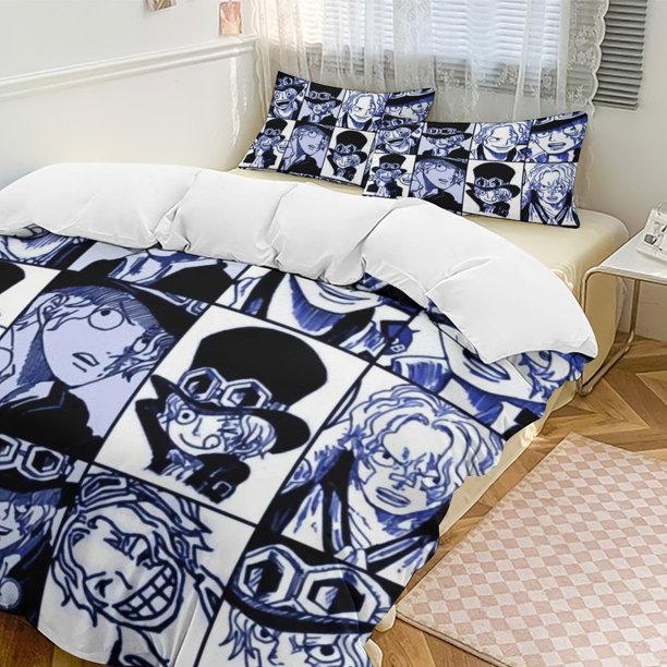 Sabo Bed Duvet Cover Funny Anime Cartoon Bedding Sets Lightweight 3 Piece Comforter Sets